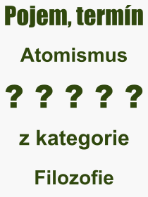 Pojem, v�raz, heslo, co je to Atomismus? 