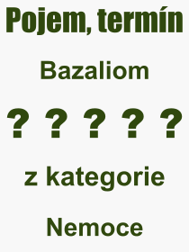 Co je to Bazaliom? Význam slova, termín, Výraz, termín, definice slova Bazaliom. Co znamená odborný pojem Bazaliom z kategorie Nemoce?
