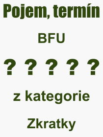 Co je to BFU? Význam slova, termín, Výraz, termín, definice slova BFU. Co znamená odborný pojem BFU z kategorie Zkratky?