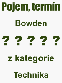 Co je to Bowden? Význam slova, termín, Výraz, termín, definice slova Bowden. Co znamená odborný pojem Bowden z kategorie Technika?