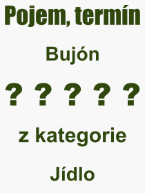 Co je to Bujón? Význam slova, termín, Výraz, termín, definice slova Bujón. Co znamená odborný pojem Bujón z kategorie Jídlo?