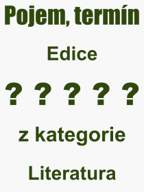 Pojem, výraz, heslo, co je to Edice? 