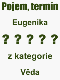 Co je to Eugenika? Význam slova, termín, Odborný termín, výraz, slovo Eugenika. Co znamená pojem Eugenika z kategorie Věda?