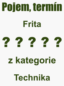 Co je to Frita? Význam slova, termín, Výraz, termín, definice slova Frita. Co znamená odborný pojem Frita z kategorie Technika?