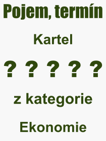 Co je to Kartel? Vznam slova, termn, Definice odbornho termnu, slova Kartel. Co znamen pojem Kartel z kategorie Ekonomie?