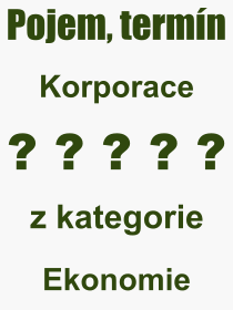 Co je to Korporace? Vznam slova, termn, Odborn vraz, definice slova Korporace. Co znamen pojem Korporace z kategorie Ekonomie?