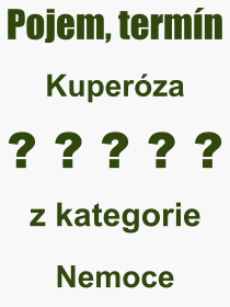 Co je to Kuperóza? Význam slova, termín, Výraz, termín, definice slova Kuperóza. Co znamená odborný pojem Kuperóza z kategorie Nemoce?