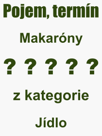 Co je to Makarny? Vznam slova, termn, Vraz, termn, definice slova Makarny. Co znamen odborn pojem Makarny z kategorie Jdlo?