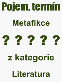 Pojem, výraz, heslo, co je to Metafikce? 