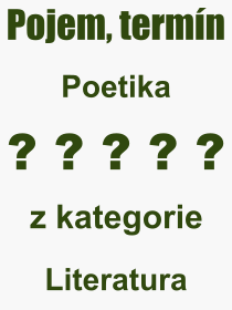 Co je to Poetika? Vznam slova, termn, Vraz, termn, definice slova Poetika. Co znamen odborn pojem Poetika z kategorie Literatura?