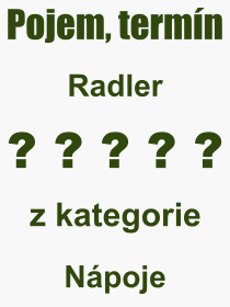 Co je to Radler? Význam slova, termín, Výraz, termín, definice slova Radler. Co znamená odborný pojem Radler z kategorie Nápoje?