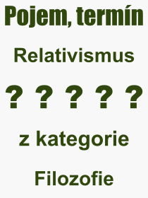 Co je to Relativismus? Vznam slova, termn, Odborn termn, vraz, slovo Relativismus. Co znamen pojem Relativismus z kategorie Filozofie?