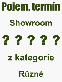 Co je to Showroom? Význam slova, termín, Definice výrazu Showroom. Co znamená odborný pojem Showroom z kategorie Různé?