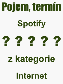 Co je to Spotify? Význam slova, termín, Výraz, termín, definice slova Spotify. Co znamená odborný pojem Spotify z kategorie Internet?