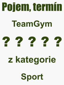 Co je to TeamGym? Význam slova, termín, Výraz, termín, definice slova TeamGym. Co znamená odborný pojem TeamGym z kategorie Sport?
