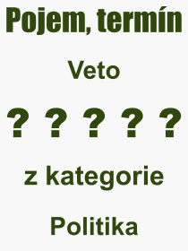 Co je to Veto? Vznam slova, termn, Vraz, termn, definice slova Veto. Co znamen odborn pojem Veto z kategorie Politika?