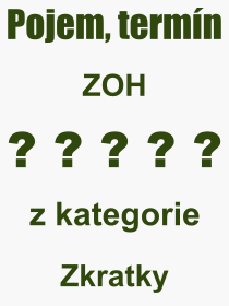 Co je to ZOH? Vznam slova, termn, Odborn vraz, definice slova ZOH. Co znamen pojem ZOH z kategorie Zkratky?