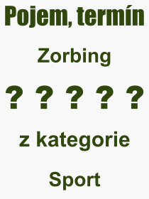Co je to Zorbing? Vznam slova, termn, Definice vrazu, termnu Zorbing. Co znamen odborn pojem Zorbing z kategorie Sport?