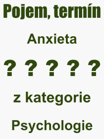 Co je to Anxieta? Vznam slova, termn, Definice vrazu Anxieta. Co znamen odborn pojem Anxieta z kategorie Psychologie?