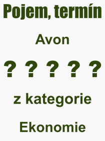 Co je to Avon? Význam slova, termín, Výraz, termín, definice slova Avon. Co znamená odborný pojem Avon z kategorie Ekonomie?