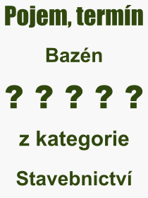Co je to Bazén? Význam slova, termín, Odborný výraz, definice slova Bazén. Co znamená slovo Bazén z kategorie Stavebnictví?