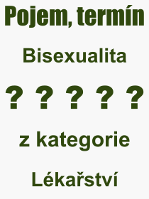 Co je to Bisexualita? Vznam slova, termn, Vraz, termn, definice slova Bisexualita. Co znamen odborn pojem Bisexualita z kategorie Lkastv?