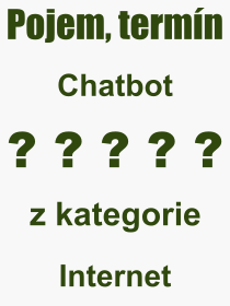 Co je to Chatbot? Význam slova, termín, Odborný výraz, definice slova Chatbot. Co znamená pojem Chatbot z kategorie Internet?