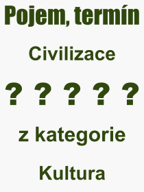 Pojem, výraz, heslo, co je to Civilizace? 