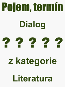 Co je to Dialog? Význam slova, termín, Výraz, termín, definice slova Dialog. Co znamená odborný pojem Dialog z kategorie Literatura?