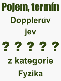 Co je to Dopplerv jev? Vznam slova, termn, Odborn termn, vraz, slovo Dopplerv jev. Co znamen pojem Dopplerv jev z kategorie Fyzika?