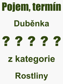 Co je to Dubnka? Vznam slova, termn, Odborn vraz, definice slova Dubnka. Co znamen pojem Dubnka z kategorie Rostliny?