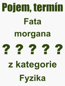 Co je to Fata morgana? Význam slova, termín, Odborný výraz, definice slova Fata morgana. Co znamená pojem Fata morgana z kategorie Fyzika?