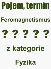 Co je to Feromagnetismus? Vznam slova, termn, Definice vrazu, termnu Feromagnetismus. Co znamen odborn pojem Feromagnetismus z kategorie Fyzika?