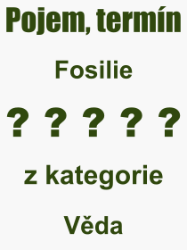Co je to Fosilie? Význam slova, termín, Definice výrazu, termínu Fosilie. Co znamená odborný pojem Fosilie z kategorie Věda?