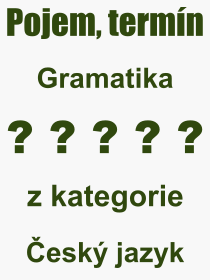 Co je to Gramatika? Význam slova, termín, Definice výrazu, termínu Gramatika. Co znamená odborný pojem Gramatika z kategorie Český jazyk?