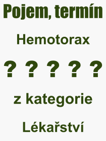 Co je to Hemotorax? Vznam slova, termn, Definice odbornho termnu, slova Hemotorax. Co znamen pojem Hemotorax z kategorie Lkastv?