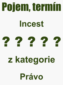Co je to Incest? Vznam slova, termn, Odborn vraz, definice slova Incest. Co znamen slovo Incest z kategorie Prvo?