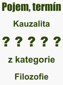 Co je to Kauzalita? Vznam slova, termn, Definice vrazu Kauzalita. Co znamen odborn pojem Kauzalita z kategorie Filozofie?