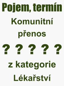 Co je to Komunitn penos? Vznam slova, termn, Definice vrazu, termnu Komunitn penos. Co znamen odborn pojem Komunitn penos z kategorie Lkastv?