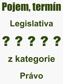 Co je to Legislativa? Vznam slova, termn, Definice vrazu, termnu Legislativa. Co znamen odborn pojem Legislativa z kategorie Prvo?