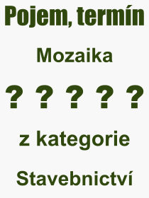 Co je to Mozaika? Vznam slova, termn, Definice vrazu, termnu Mozaika. Co znamen odborn pojem Mozaika z kategorie Stavebnictv?