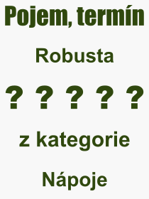 Co je to Robusta? Vznam slova, termn, Definice odbornho termnu, slova Robusta. Co znamen pojem Robusta z kategorie Npoje?