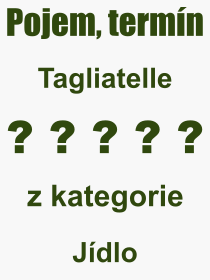 Co je to Tagliatelle? Vznam slova, termn, Odborn vraz, definice slova Tagliatelle. Co znamen pojem Tagliatelle z kategorie Jdlo?