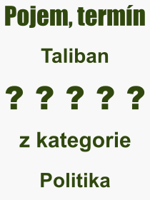 Co je to Taliban? Vznam slova, termn, Odborn vraz, definice slova Taliban. Co znamen slovo Taliban z kategorie Politika?