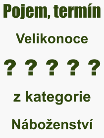 Co je to Velikonoce? Vznam slova, termn, Definice vrazu, termnu Velikonoce. Co znamen odborn pojem Velikonoce z kategorie Nboenstv?