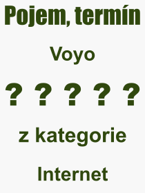 Co je to Voyo? Vznam slova, termn, Odborn termn, vraz, slovo Voyo. Co znamen pojem Voyo z kategorie Internet?