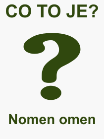 Co je to Nomen omen? Význam slova, termín, Výraz, termín, definice slova Nomen omen. Co znamená odborný pojem Nomen omen z kategorie Latina?
