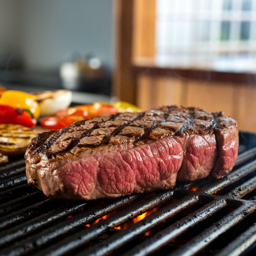 Kategorie jídlo, Grilovaný šťavnatý steak se zeleninou, kapustnica, ilustrační obrázek Kategorie jídlo, Grilovaný šťavnatý steak se zeleninou, kapustnica, ilustrační obrázek