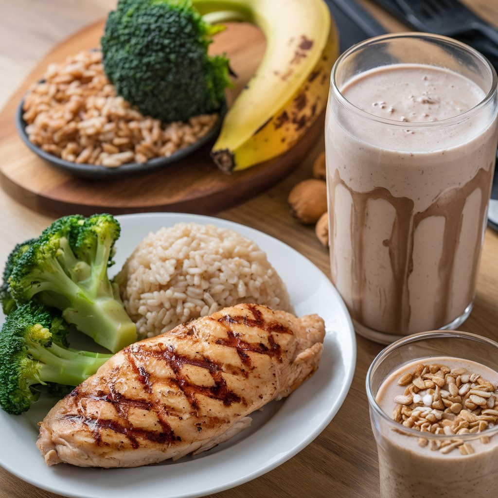 Kategorie jdlo, Kue, re a proteinov shake, semolina, ilustran obrzek