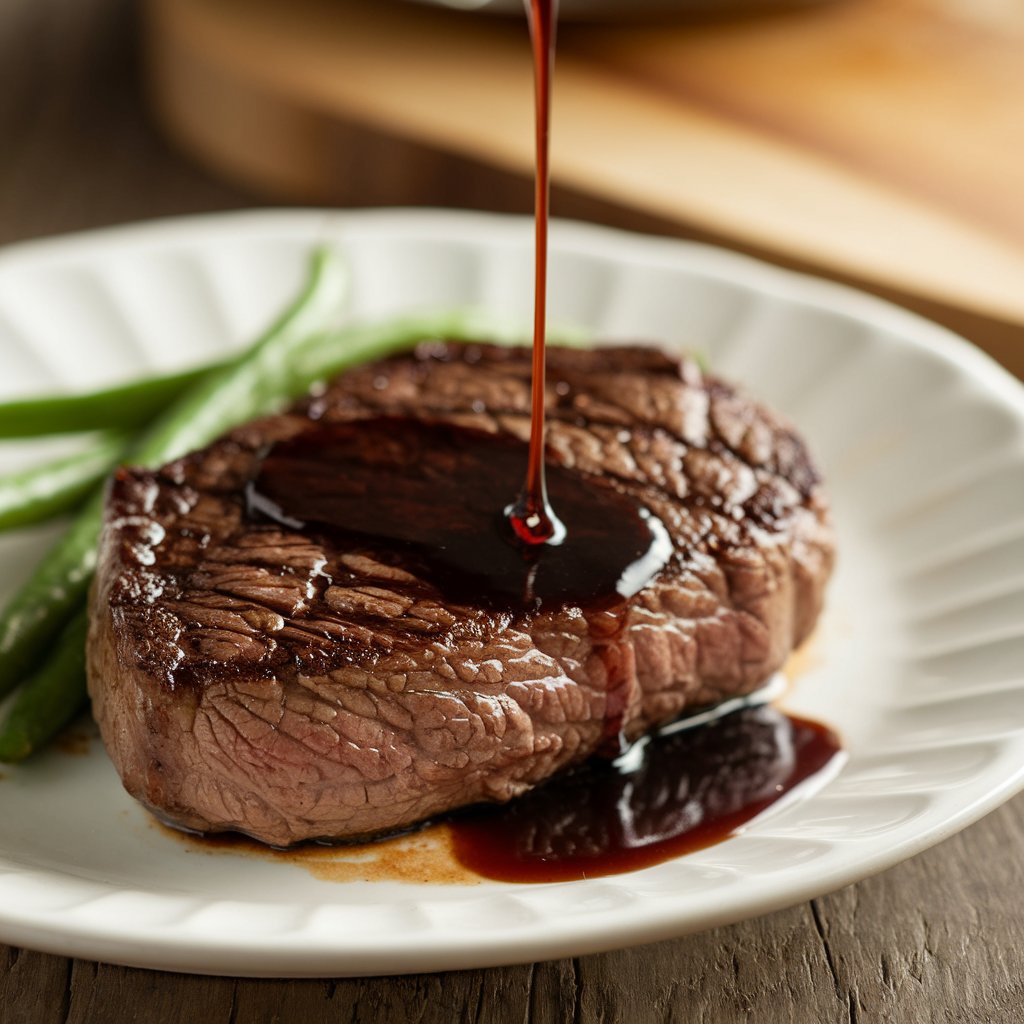 Kategorie jídlo, Steak s demi-glace omáčkou a fazolkami, fajitas, ilustrační obrázek Kategorie jídlo, Steak s demi-glace omáčkou a fazolkami, fajitas, ilustrační obrázek